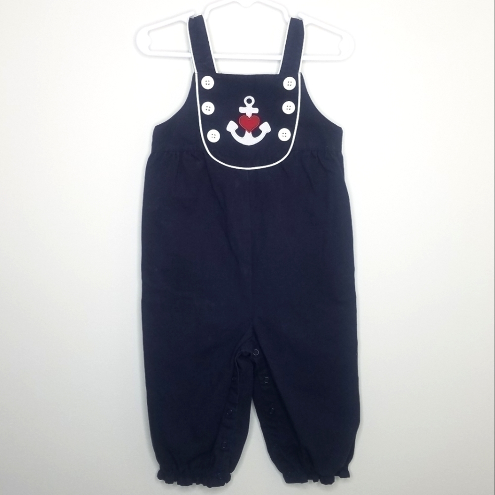 Gymboree Anchor Sailing Heart Navy Overall 12-18m